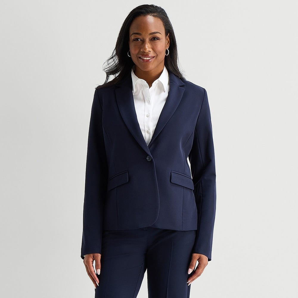 MSRP $90 Liz Claiborne Kate Womens 14 Tall Navy Regular Fit Blazer